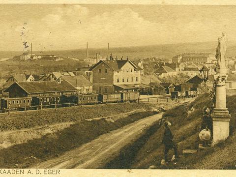 Ansicht des Bahnhof Kaaden (Kadan) aus dem Jahr 1914.