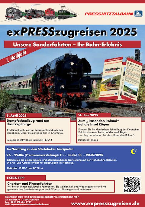 Veranstaltungsankündigungen 5. April 2025 & 14. Juni 2025: Sonderfahrten exPRESSzugreisen 2025